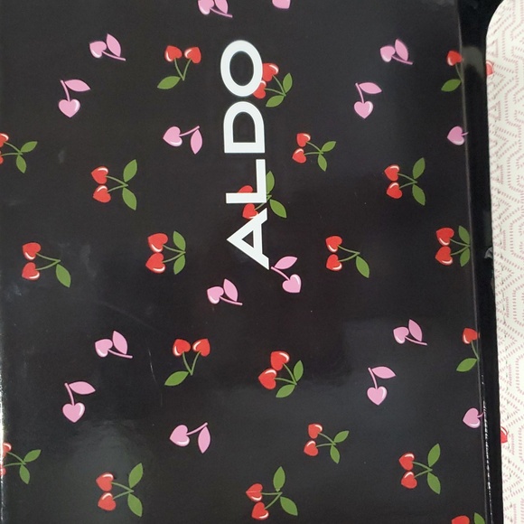 Aldo A monogram red pink heart shaped‎ cherry stem zip around wallet new in box - Picture 12 of 16